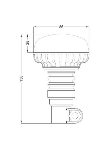 Gyrophare LED ambre à profil bas - 15 W - 12/24 V - Montage sur poteau flexible - Ø 86 mm x 138 mm