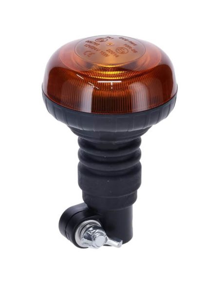 Rotativo LED Ámbar de Perfil Bajo - 15W - 12/24V - Montaje en Poste Flexible - Ø86mm x 138mm