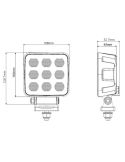 medidas Faro cuadrado LED de trabajo muy potente 90W BLACK Series 12/24V Luz de trabajo