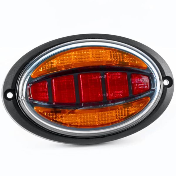Luz traseira oval LED FT-355 - 12/24V - 3 funções - E9 2a R1 S1 Homologação sem suporte de montagem embutido