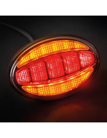 Piloto Trasero LED ovalado FT-355 - 12/24V - 3 Funciones - Homologación E9 2a R1 S1 encendido