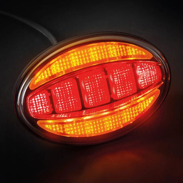 Piloto Trasero LED ovalado FT-355 - 12/24V - 3 Funciones - Homologación E9 2a R1 S1 encendido