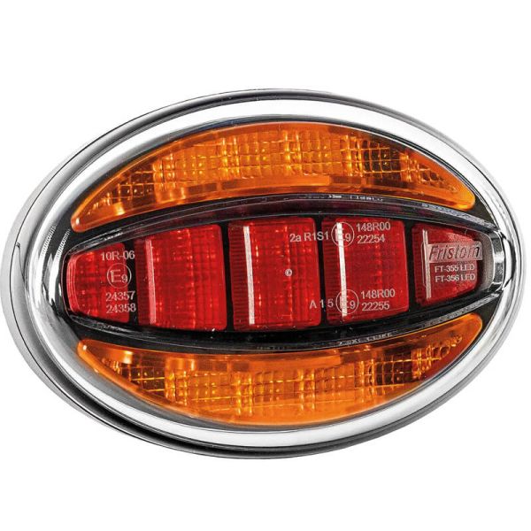 Lanterna traseira oval LED FT-355 - 12/24V - 3 funções - Homologação E9 2a R1 S1