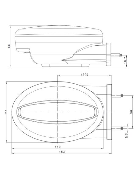 Medidas con soporte lateral Luz Delantera LED FT-356 - 12/36V - 2 Funciones - Intermitente CAT.1 + CAT.5 - Homologada E9 y EMC
