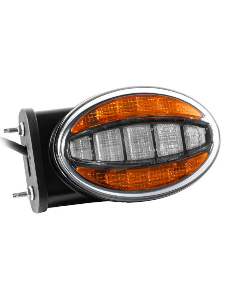 Phare LED FT-356 - 12/24 V - 2 fonctions - Homologué E9 et CEM - A 1 Cat. 1 avec support latéral