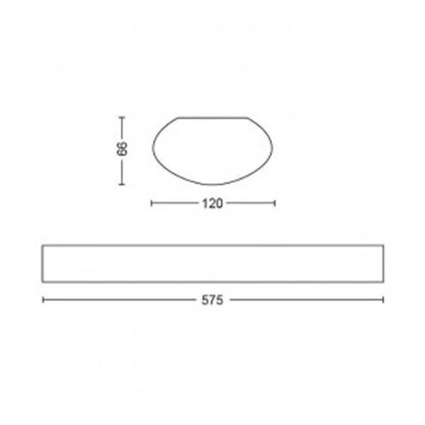 Medidas Pantalla LED IP65 decorativa Projectline WP W12L58 - 2200 lm / 2350 lm - 2700K / 4000K - 60 cm
