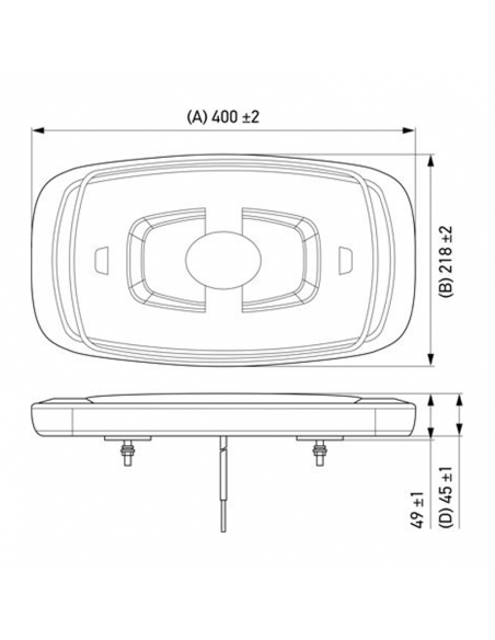 Puente LED Plano Ambar homologado con conector de mechero Hella 2RL 014 565-021 Medidas | LeonLeds Iluminación