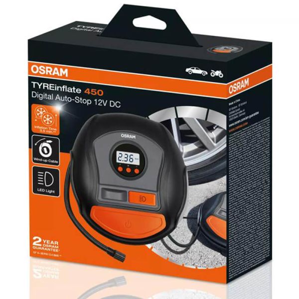 Caja Inflador Digital de Neumáticos OSRAM TYREinflate 450 - 12V - Parada Automática OTI450