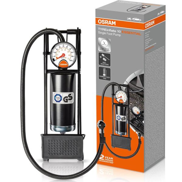 Bomba de Pie OSRAM TYREinflate 10 ESSENTIAL - Inflado Manual Compacto y Portátil OFP10ESN Osram