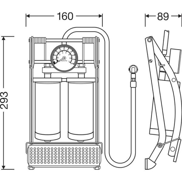 Medidas Bomba de Pie OSRAM TYREinflate 20 ESSENTIAL - Doble Cilindro - Inflado Rápido Osram OFP20ESN