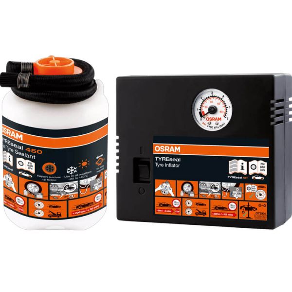 Kit Sellador de Neumáticos OSRAM TYREseal KIT - 450ml + Compresor + Funda OTSK4