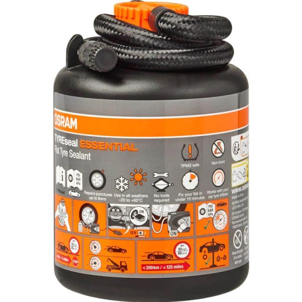 Produit d'étanchéité pour pneus OSRAM TYREseal ESSENTIAL - 450 ml - Compatible avec les systèmes de surveillance de la pression 
