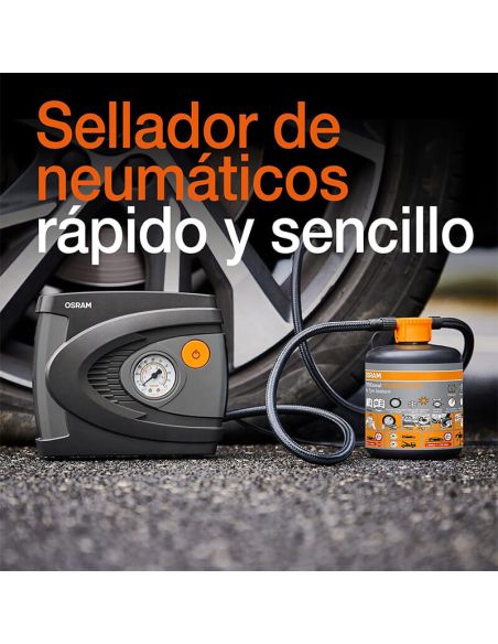 Kit de selante de pneus OSRAM TYREseal ESSENTIAL - 450ml + inflador analógico Osram
