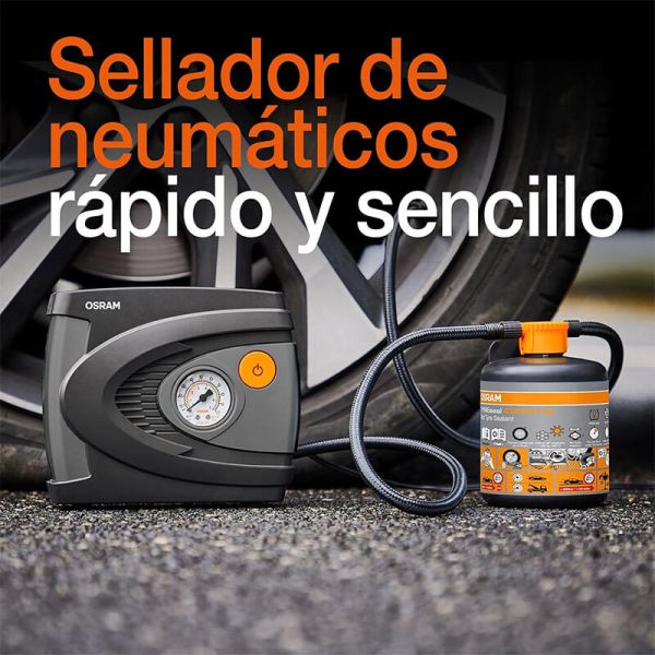 Kit de produit d'étanchéité pour pneus OSRAM TYREseal ESSENTIAL - 450 ml + gonfleur analogique Osram