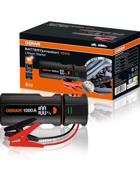 OSRAM BATTERYjumpstart 1500 Bateria Jump Starter - 12 V, 1500 A, Função Boost, Carregamento Rápido PD60W
