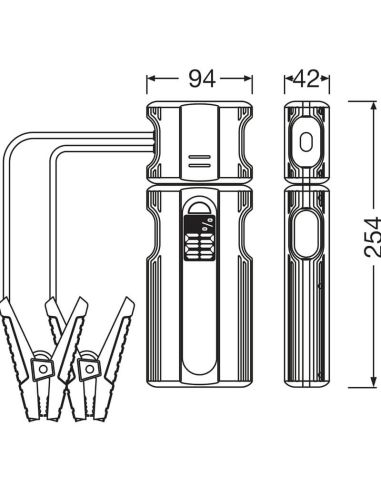 Medidas Arrancador de Batería OSRAM BATTERYjumpstart 1500 - 12V, 1500A, Boost Function, Carga Rápida PD60W