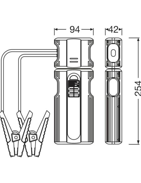 Medições do starter de bateria OSRAM BATTERYjumpstart 1500 - 12 V, 1500 A, função Boost, carga rápida PD60W