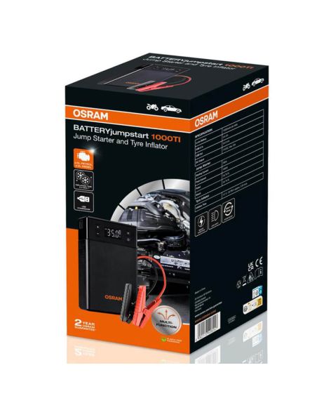 Arrancador de Batería OSRAM BATTERYjumpstart 1000TI - 12V, 12000mAh, Inflador de Neumáticos y Powerbank