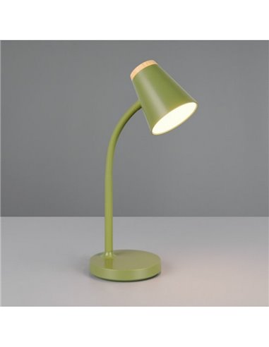 Lámpara LED de sobremesa PONGO tipo flexo, brazo flexible e interruptor integrado incl. 1x4,5W 500lm 3000K IP20 Verde