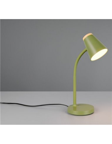 Lámpara LED de sobremesa PONGO tipo flexo, brazo flexible e interruptor integrado incl. 1x4,5W 500lm 3000K IP20 Verde