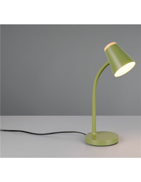 Lámpara LED de sobremesa PONGO tipo flexo, brazo flexible e interruptor integrado incl. 1x4,5W 500lm 3000K IP20 Verde