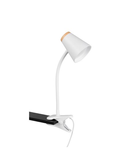 Lámpara LED con pinza PONGO tipo flexo con interruptor integrado 4,5W 1x 500lm 3000K IP20 Blanco