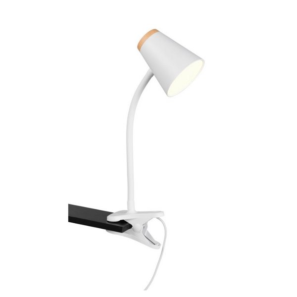 Lampe à pince LED PONGO, type col de cygne, avec interrupteur intégré, 4,5 W, 1 x 500 lm, 3 000 K, IP20, blanche