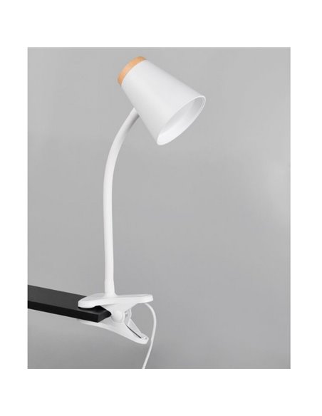 Luminária de fixação LED PONGO, tipo pescoço de ganso, com interruptor integrado, 4,5 W, 1x 500 lm, 3000 K, IP20, branca