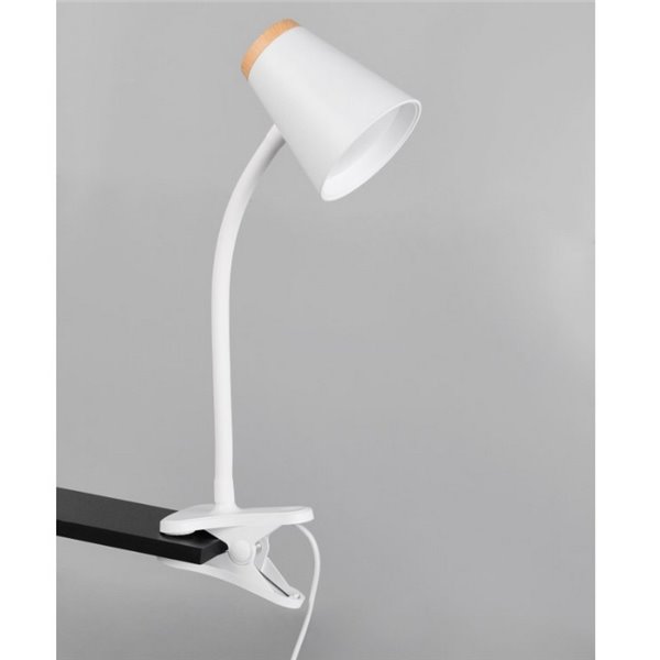 Lampe à pince LED PONGO, type col de cygne, avec interrupteur intégré, 4,5 W, 1 x 500 lm, 3 000 K, IP20, blanche