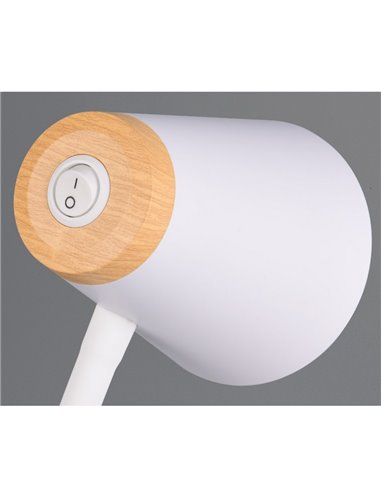 Luminária de fixação LED PONGO, tipo pescoço de ganso, com interruptor integrado, 4,5 W, 1x 500 lm, 3000 K, IP20, branca