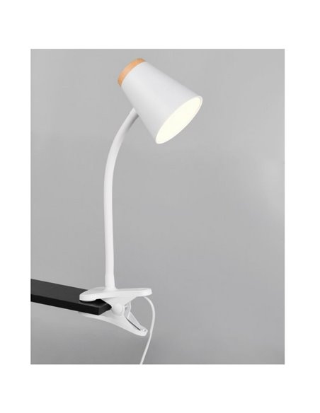 Lampe à pince LED PONGO, type col de cygne, avec interrupteur intégré, 4,5 W, 1 x 500 lm, 3 000 K, IP20, blanche