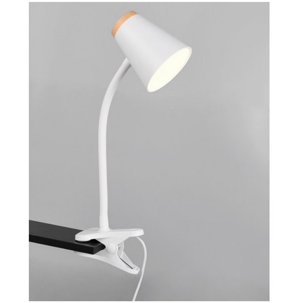 Lampe à pince LED PONGO, type col de cygne, avec interrupteur intégré, 4,5 W, 1 x 500 lm, 3 000 K, IP20, blanche