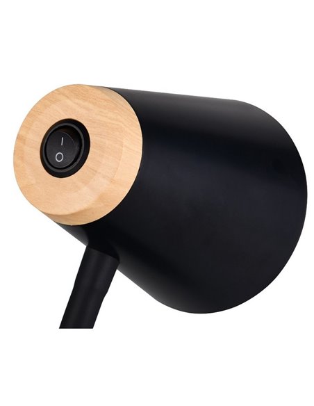 Lampe de table LED PONGO avec bras flexible et interrupteur intégré. 1x4,5W 500lm 3000K IP20 Noir