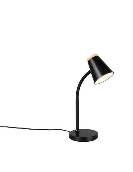 Lampe de table LED PONGO avec bras flexible et interrupteur intégré. 1x4,5W 500lm 3000K IP20 Noir