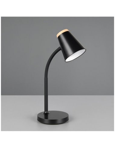 Luminária de mesa LED PONGO com braço flexível e interruptor integrado. 1x4,5W 500lm 3000K IP20 Preto