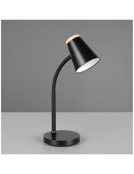 Lampe de table LED PONGO avec bras flexible et interrupteur intégré. 1x4,5W 500lm 3000K IP20 Noir