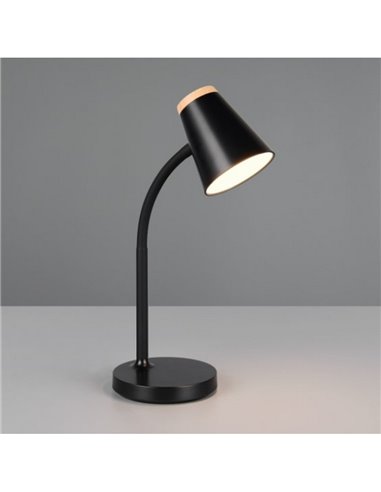 Luminária de mesa LED PONGO com braço flexível e interruptor integrado. 1x4,5W 500lm 3000K IP20 Preto