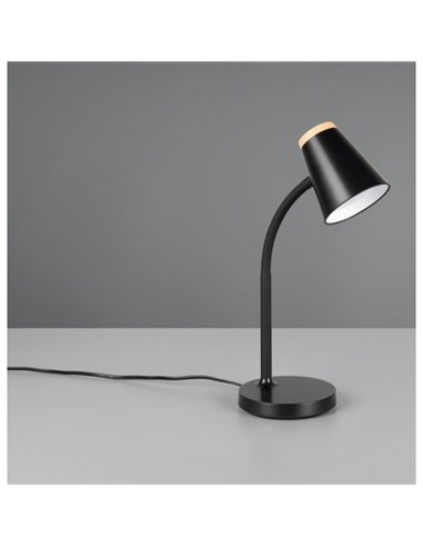 Lampe de table LED PONGO avec bras flexible et interrupteur intégré. 1x4,5W 500lm 3000K IP20 Noir
