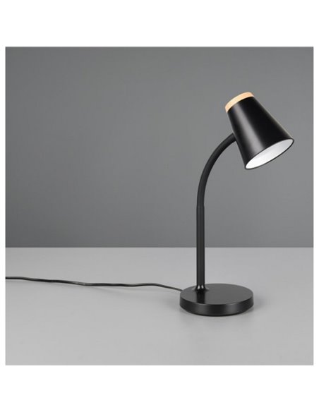Lampe de table LED PONGO avec bras flexible et interrupteur intégré. 1x4,5W 500lm 3000K IP20 Noir