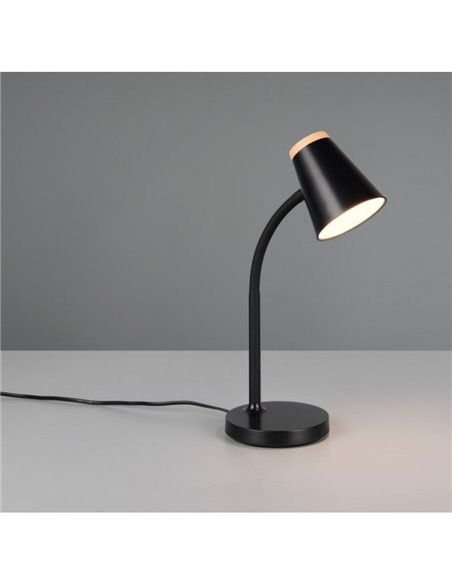 Lampe de table LED PONGO avec bras flexible et interrupteur intégré. 1x4,5W 500lm 3000K IP20 Noir