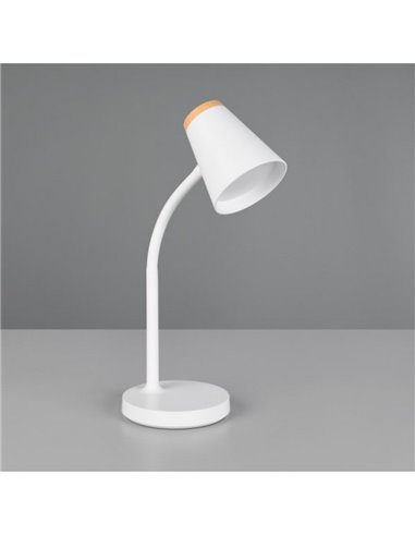 Lámpara LED de sobremesa PONGO brazo flexible e interruptor integrado incl. 1x4,5W 500lm 3000K IP20 Blanco