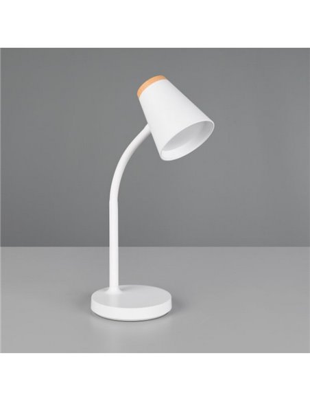 Lámpara LED de sobremesa PONGO brazo flexible e interruptor integrado incl. 1x4,5W 500lm 3000K IP20 Blanco