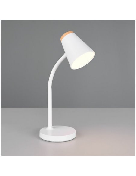 Lampe de table LED PONGO avec bras flexible et interrupteur intégré incl. 1 x 4,5 W 500 lm 3 000 K IP20 Blanc