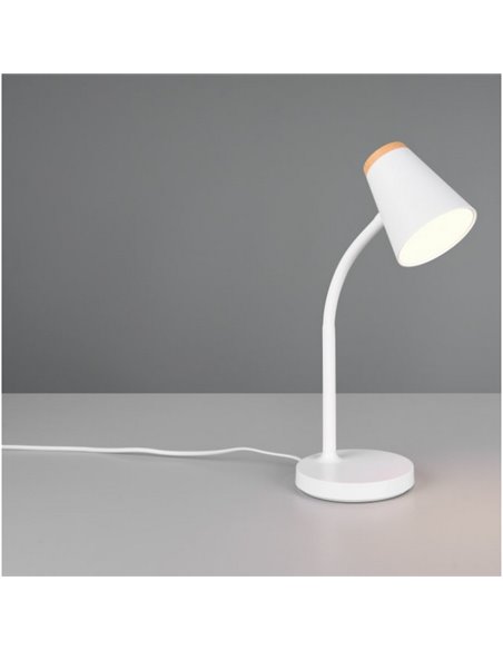 Lámpara LED de sobremesa PONGO brazo flexible e interruptor integrado incl. 1x4,5W 500lm 3000K IP20 Blanco