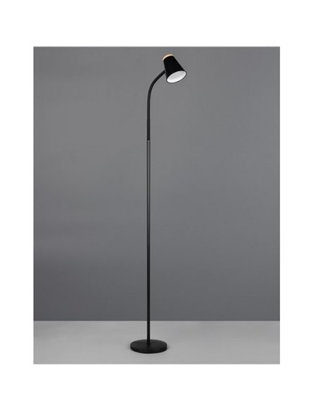 Lampadaire LED PONGO avec bras flexible et interrupteur intégré, 4,5 W, 1 x 500 lm, 3 000 K, IP20, noir