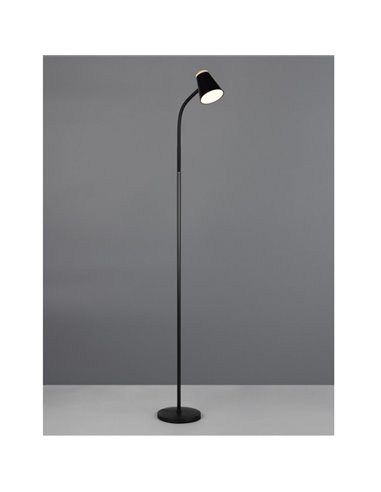 Luminária de chão LED PONGO com braço flexível e interruptor integrado, 4,5 W, 1 x 500 lm, 3000 K, IP20, preta