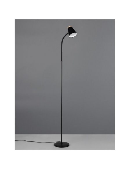 Lampadaire LED PONGO avec bras flexible et interrupteur intégré, 4,5 W, 1 x 500 lm, 3 000 K, IP20, noir