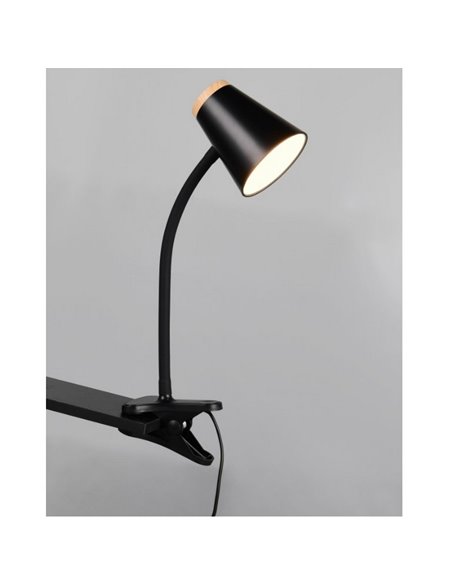 PONGO Lâmpada de grampo LED multifuncional com interruptor integrado 4,5 W 1x 500lm 3000K IP20 Preto