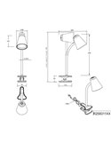 Lámpara LED con pinza PONGO tipo flexo con interruptor integrado 4,5W 1x 500lm 3000K IP20 Blanco