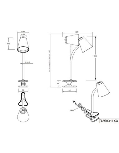 Lampe à pince LED PONGO avec interrupteur intégré 4,5 W 1 x 500 lm 3 000 K IP20 Vert